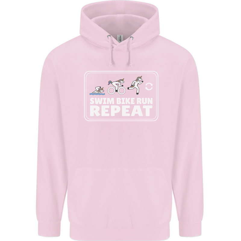 Triathlon Running Swimming Cycling Unicorn Mens 80% Cotton Hoodie Light Pink