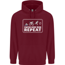 Triathlon Running Swimming Cycling Unicorn Mens 80% Cotton Hoodie Maroon