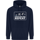 Triathlon Running Swimming Cycling Unicorn Mens 80% Cotton Hoodie Navy Blue