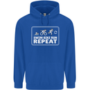 Triathlon Running Swimming Cycling Unicorn Mens 80% Cotton Hoodie Royal Blue