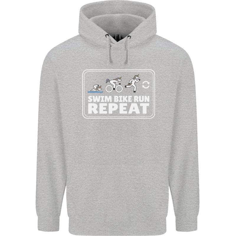 Triathlon Running Swimming Cycling Unicorn Mens 80% Cotton Hoodie Sports Grey