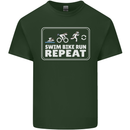 Triathlon Running Swimming Cycling Unicorn Mens Cotton T-Shirt Tee Top Forest Green