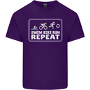 Triathlon Running Swimming Cycling Unicorn Mens Cotton T-Shirt Tee Top Purple
