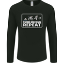 Triathlon Running Swimming Cycling Unicorn Mens Long Sleeve T-Shirt Black