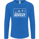 Triathlon Running Swimming Cycling Unicorn Mens Long Sleeve T-Shirt Royal Blue