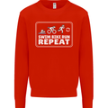 Triathlon Running Swimming Cycling Unicorn Mens Sweatshirt Jumper Bright Red