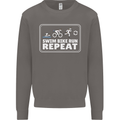 Triathlon Running Swimming Cycling Unicorn Mens Sweatshirt Jumper Charcoal