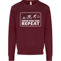 Triathlon Running Swimming Cycling Unicorn Mens Sweatshirt Jumper Maroon