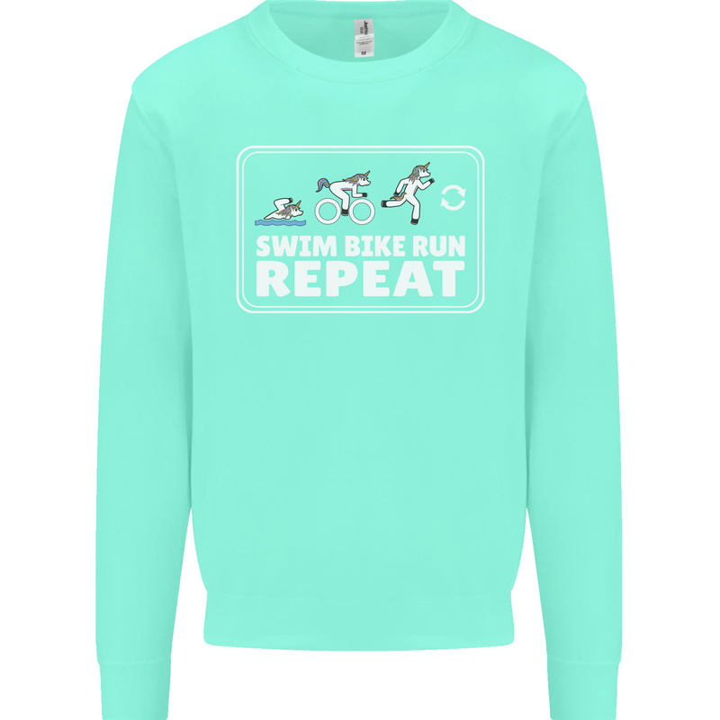 Triathlon Running Swimming Cycling Unicorn Mens Sweatshirt Jumper Peppermint