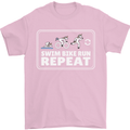 Triathlon Running Swimming Cycling Unicorn Mens T-Shirt 100% Cotton Light Pink