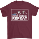 Triathlon Running Swimming Cycling Unicorn Mens T-Shirt 100% Cotton Maroon