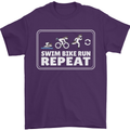 Triathlon Running Swimming Cycling Unicorn Mens T-Shirt 100% Cotton Purple