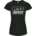 Triathlon Running Swimming Cycling Unicorn Womens Petite Cut T-Shirt Black