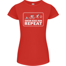 Triathlon Running Swimming Cycling Unicorn Womens Petite Cut T-Shirt Red