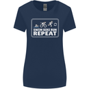 Triathlon Running Swimming Cycling Unicorn Womens Wider Cut T-Shirt Navy Blue