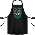 Tribal Fox With a Watercolour Effect Cotton Apron 100% Organic Black