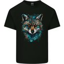 Tribal Fox With a Watercolour Effect Kids T-Shirt Childrens Black