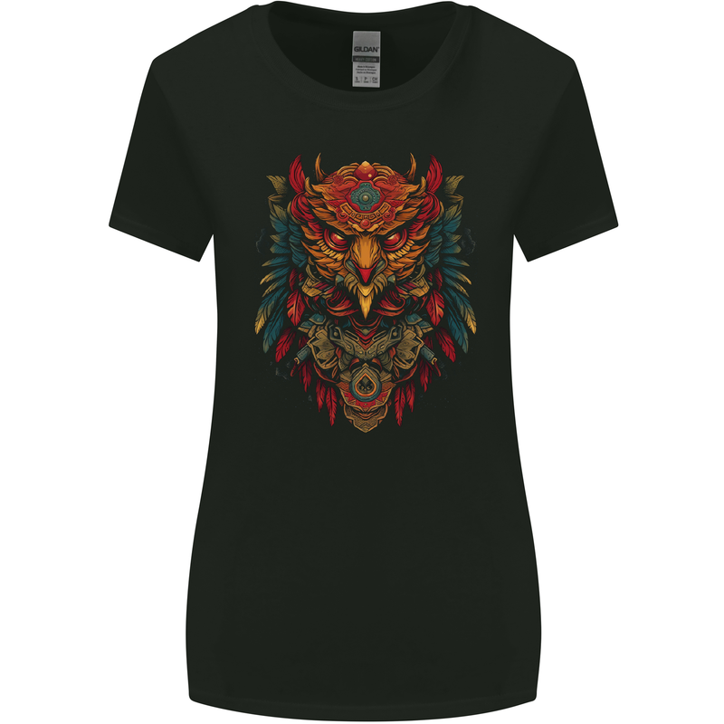 Tribal Spirit Owl Womens Wider Cut T-Shirt Black