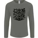 Tribal Triathlon Swimming Running Cycling Mens Long Sleeve T-Shirt Charcoal