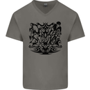 Tribal Triathlon Swimming Running Cycling Mens V-Neck Cotton T-Shirt Charcoal