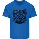 Tribal Triathlon Swimming Running Cycling Mens V-Neck Cotton T-Shirt Royal Blue