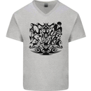 Tribal Triathlon Swimming Running Cycling Mens V-Neck Cotton T-Shirt Sports Grey