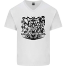 Tribal Triathlon Swimming Running Cycling Mens V-Neck Cotton T-Shirt White