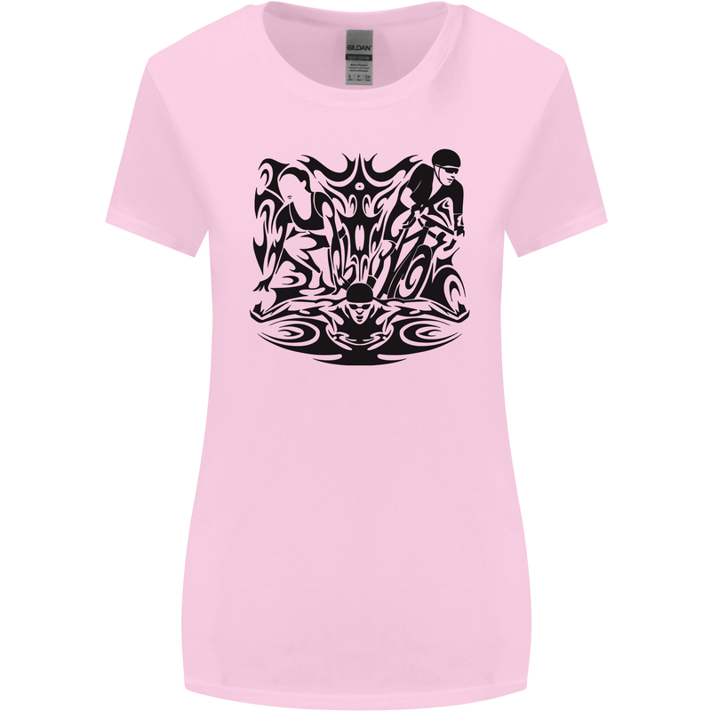 Tribal Triathlon Swimming Running Cycling Womens Wider Cut T-Shirt Light Pink