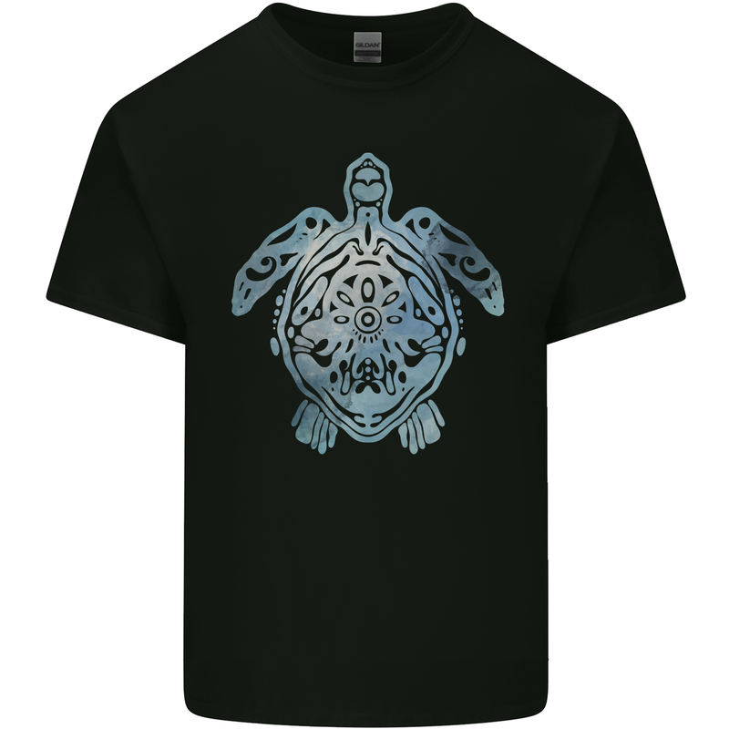 Tribal Turtle Mens Cotton T-Shirt Tee Top Black