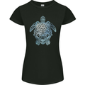 Tribal Turtle Womens Petite Cut T-Shirt Black