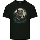 Tribal Wolf With the Moon Werewolf Lycan Mens Cotton T-Shirt Tee Top Black