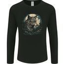 Tribal Wolf With the Moon Werewolf Lycan Mens Long Sleeve T-Shirt Black
