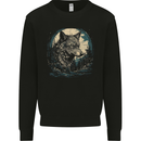 Tribal Wolf With the Moon Werewolf Lycan Mens Sweatshirt Jumper Black