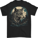 Tribal Wolf With the Moon Werewolf Lycan Mens T-Shirt 100% Cotton BLACK