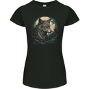 Tribal Wolf With the Moon Werewolf Lycan Womens Petite Cut T-Shirt Black
