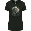 Tribal Wolf With the Moon Werewolf Lycan Womens Wider Cut T-Shirt Black