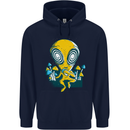 Trippy Alien LSD Magic Mushrooms Twisted Mens 80% Cotton Hoodie Navy Blue
