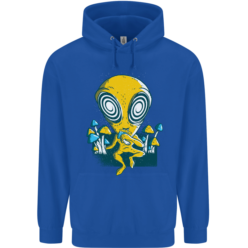 Trippy Alien LSD Magic Mushrooms Twisted Mens 80% Cotton Hoodie Royal Blue