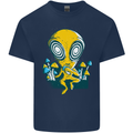 Trippy Alien LSD Magic Mushrooms Twisted Mens Cotton T-Shirt Tee Top Navy Blue