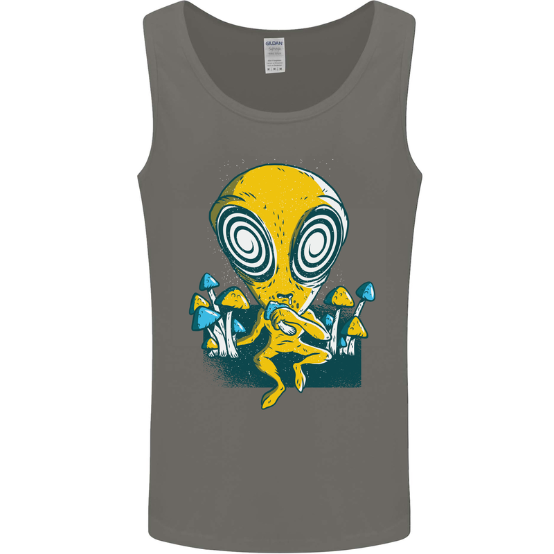 Trippy Alien LSD Magic Mushrooms Twisted Mens Vest Tank Top Charcoal