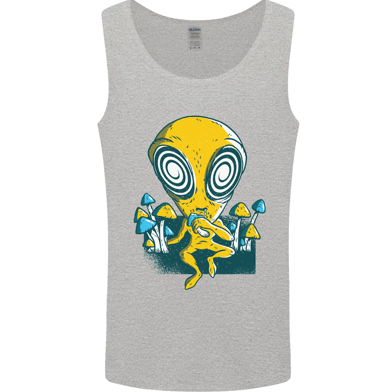 Trippy Alien LSD Magic Mushrooms Twisted Mens Vest Tank Top Sports Grey