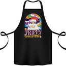 Trippy Christmas LSD Santa Magic Mushrooms Xmas Cotton Apron 100% Organic Black
