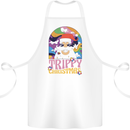 Trippy Christmas LSD Santa Magic Mushrooms Xmas Cotton Apron 100% Organic White