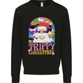 Trippy Christmas LSD Santa Magic Mushrooms Xmas Kids Sweatshirt Jumper Black