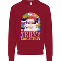 Trippy Christmas LSD Santa Magic Mushrooms Xmas Kids Sweatshirt Jumper Red
