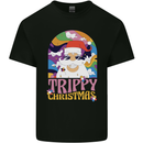 Trippy Christmas LSD Santa Magic Mushrooms Xmas Kids T-Shirt Childrens Black