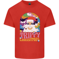Trippy Christmas LSD Santa Magic Mushrooms Xmas Kids T-Shirt Childrens Red