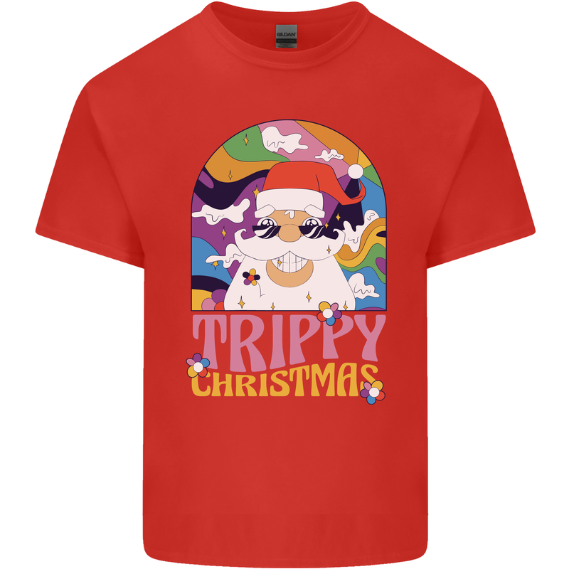 Trippy Christmas LSD Santa Magic Mushrooms Xmas Kids T-Shirt Childrens Red