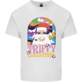 Trippy Christmas LSD Santa Magic Mushrooms Xmas Mens Cotton T-Shirt Tee Top White