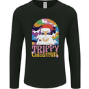 Trippy Christmas LSD Santa Magic Mushrooms Xmas Mens Long Sleeve T-Shirt Black
